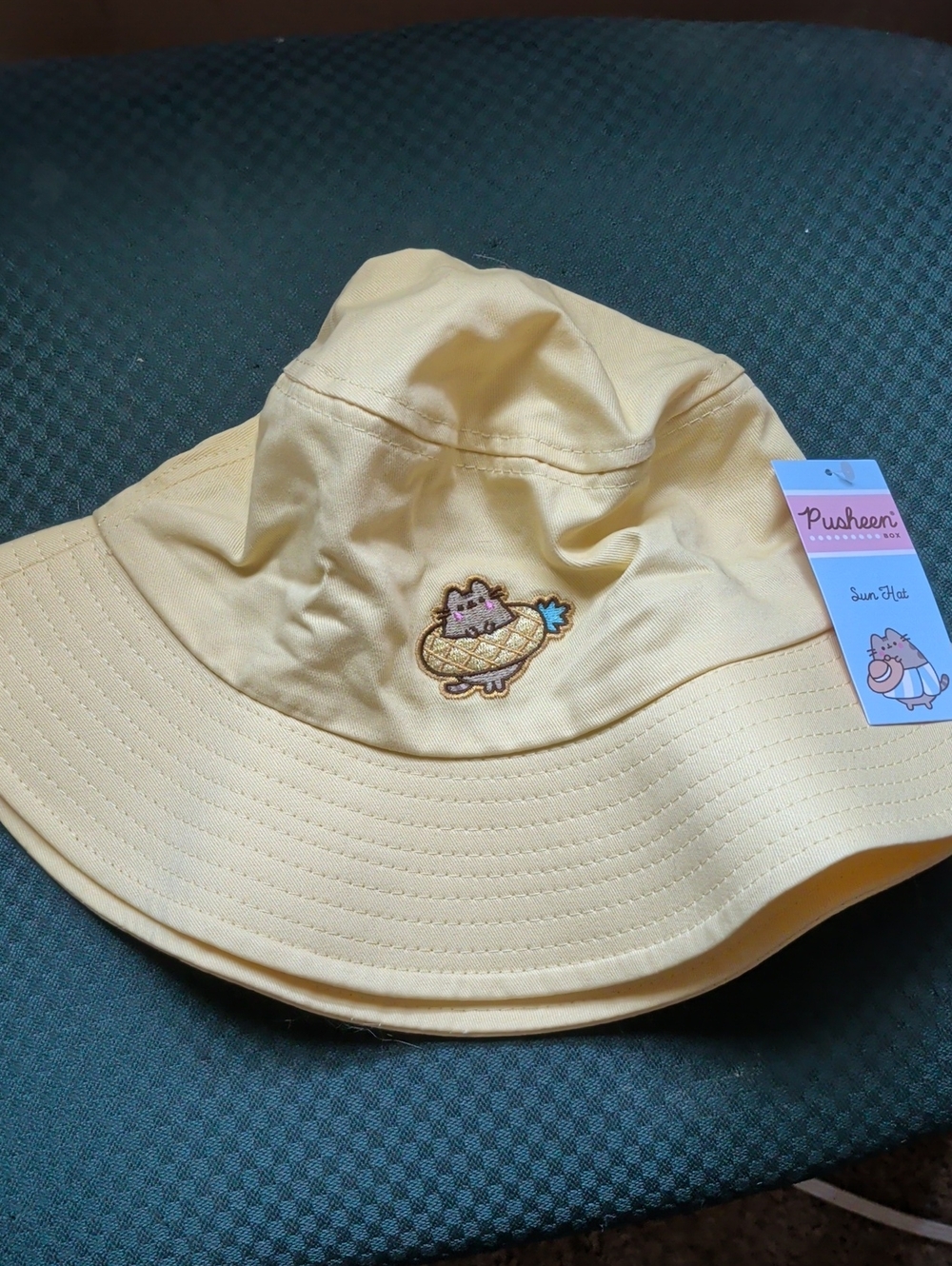 Pusheen Yellow Sun Hat with Embroidered Pusheen Patch